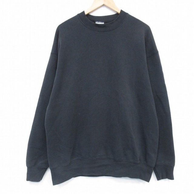XL★古着 長袖 スウェット メンズ 90年代 90s 無地 大きいサイズ クルーネック USA製 黒 26jan05