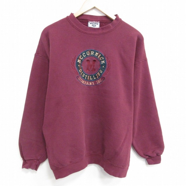 【20%OFF】リー 90s 長袖スウェット MCCORMICK刺繍 バーガンディ L | 古着