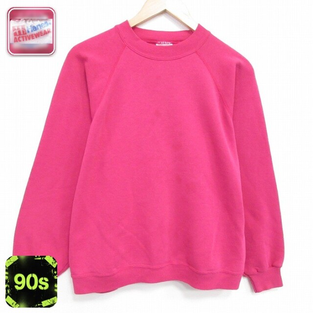 【50%OFF】ヘインズ 90s ラグランスウェット ピンク L | 古着