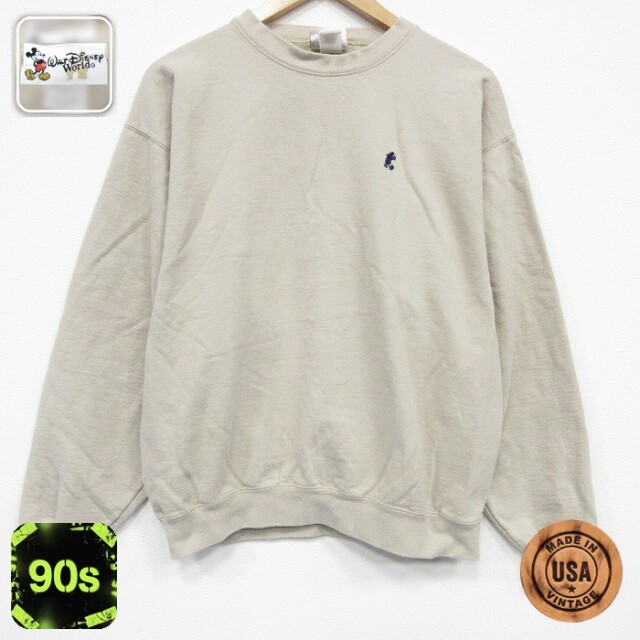 【50%OFF】ディズニー 90s 長袖スウェット ミッキー ベージュ M | 古着