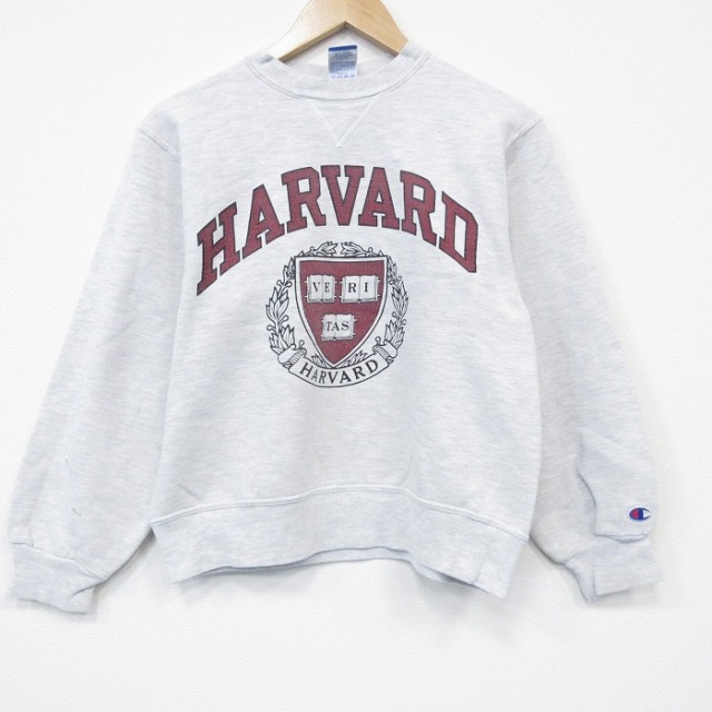 M★古着 チャンピオン champion 長袖 スウェット メンズ 90年代 90s ハーバード クルーネック 薄グレー 霜降り 26jan06