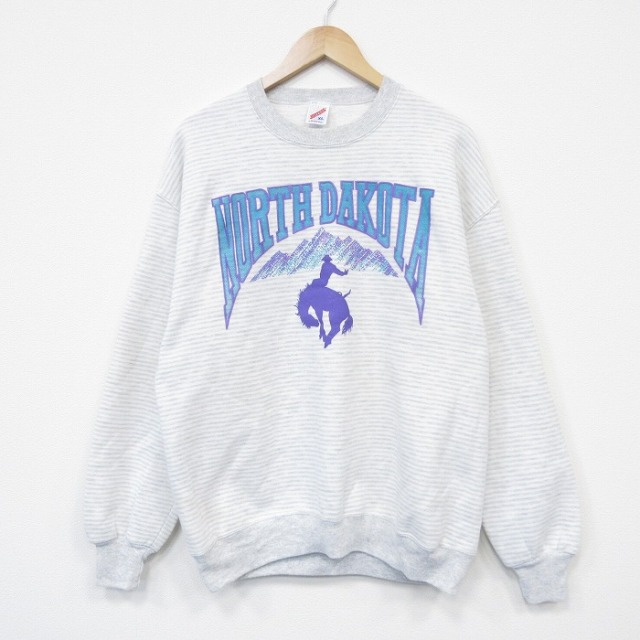 【20%OFF】80s 長袖スウェット ノースダコタ グレーボーダー L | 古着