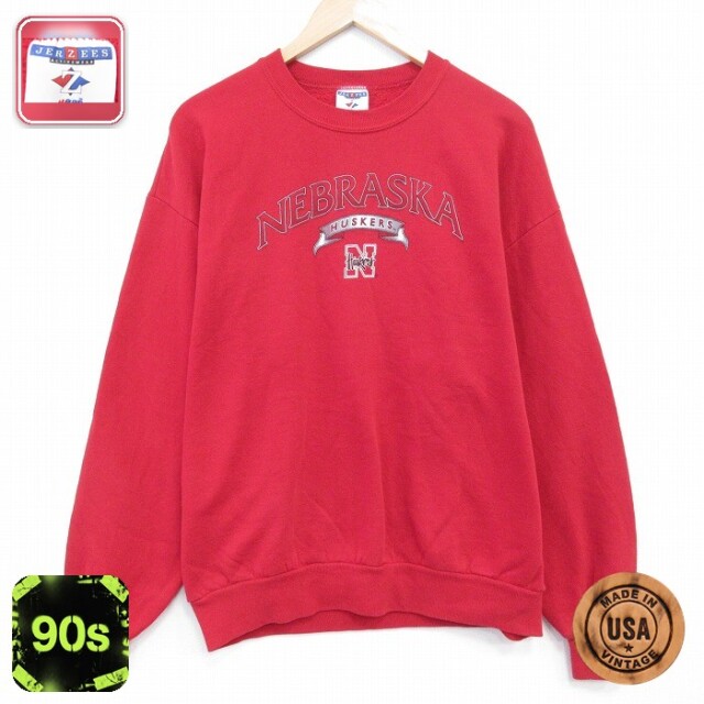 【50%OFF】ジャージーズ 90s 長袖スウェット ネブラスカ レッド L | 古着