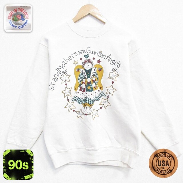 【50%OFF】フルーツオブザルーム 90s 長袖スウェット グランドマザー ベージュ M | 古着