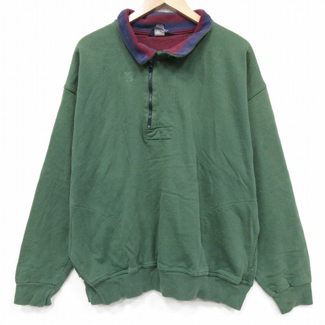 ランズエンド 90s 長袖スウェット モックネック ライトグリーン XL | 古着