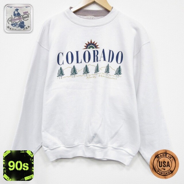 【50%OFF】90s 長袖スウェット コロラド ホワイト L | 古着