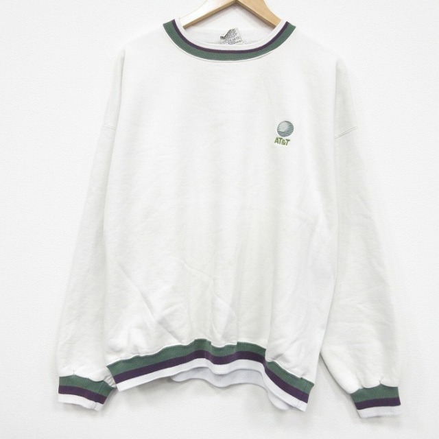 90s 長袖スウェット AT&T ホワイト XL | 古着