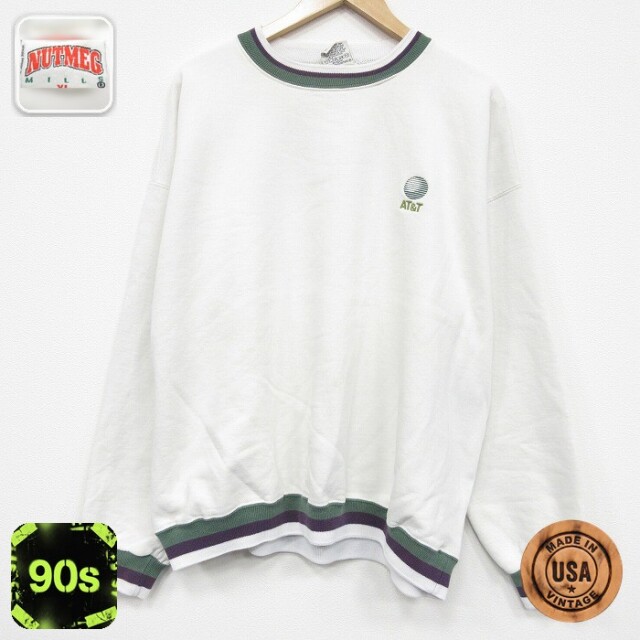 【50%OFF】90s 長袖スウェット AT&T ホワイト XL | 古着