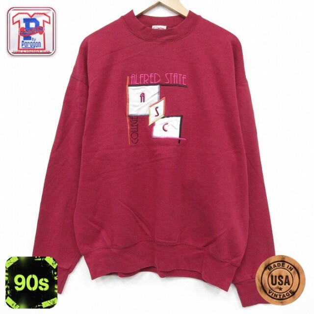 【50%OFF】90s 長袖スウェット ASC刺繍 レッド XL | 古着