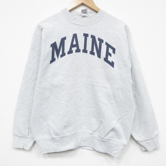 M★古着 フルーツオブザルーム 長袖 スウェット メンズ 90年代 90s MANIE クルーネック USA製 薄グレー 霜降り 26jan08