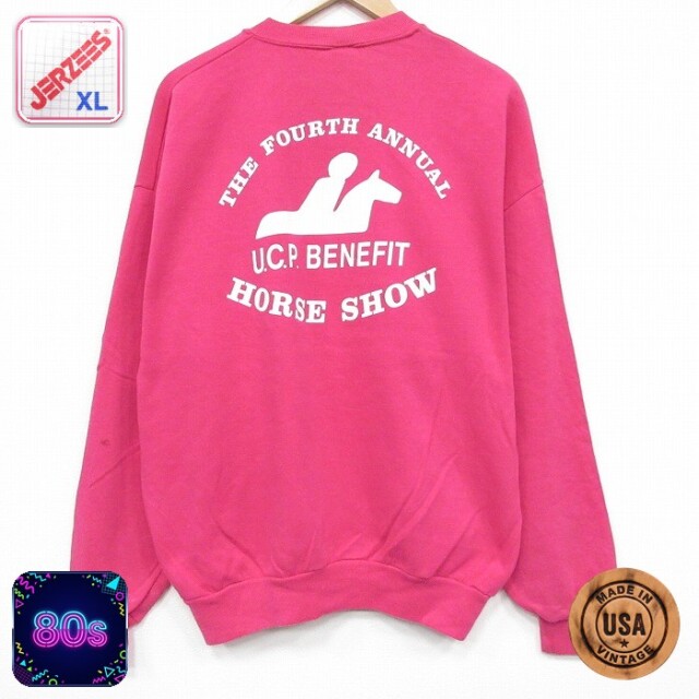 【50%OFF】ジャージーズ 80s 長袖スウェット ホースショー ピンク XL | 古着