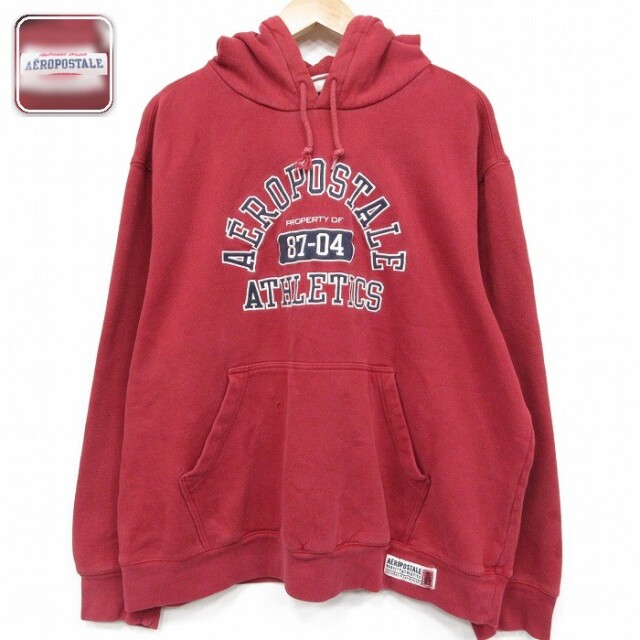 【50%OFF】エアロポステール 長袖パーカー ビッグロゴ レッド XL | 古着