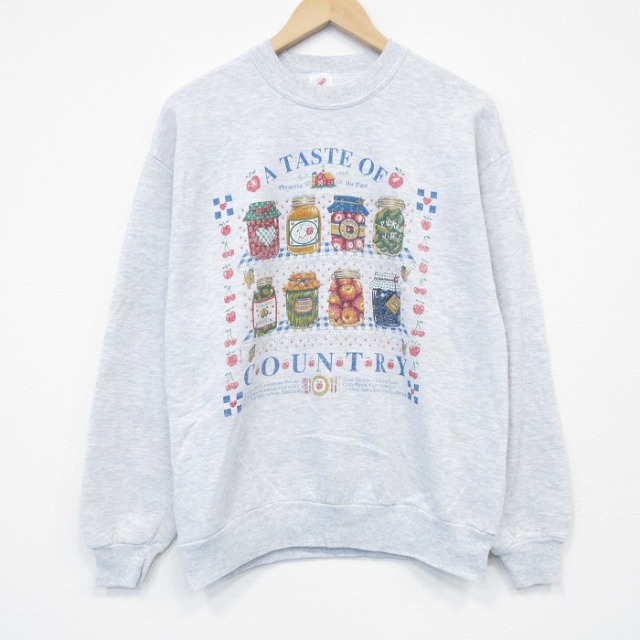 L★古着 ジャージーズ 長袖 スウェット メンズ 90年代 90s TASTE クルーネック USA製 薄グレー 霜降り 26jan09