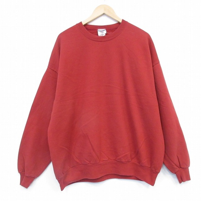 XL★古着 ジャージーズ 長袖 スウェット メンズ 00年代 00s 無地 大きいサイズ クルーネック 赤 26jan09