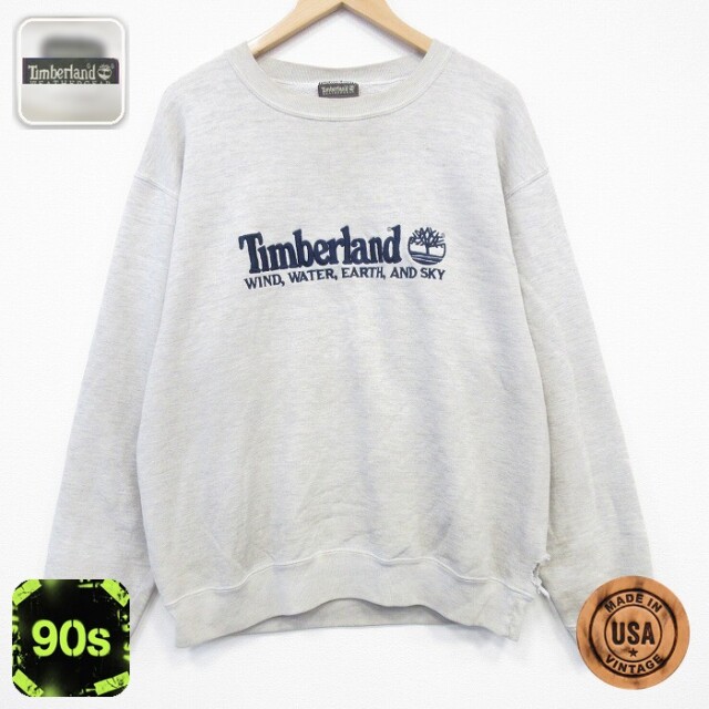 【50%OFF】ティンバーランド 90s 長袖スウェット ビッグロゴ グレー L | 古着