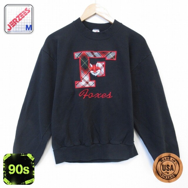 ジャージーズ 90s 長袖スウェット F刺繍 ブラック M | 古着