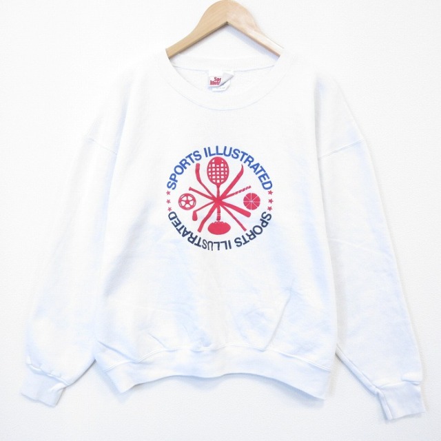 90s 長袖スウェット スポーツ ホワイト XL | 古着