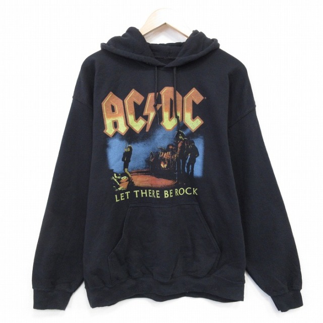 【20%OFF】AC/DC 長袖スウェットパーカー AC/DCプリント ブラック L | 古着
