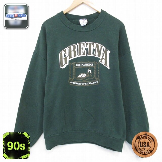 【50%OFF】ジャージーズ 90s 長袖スウェット GRETNA グリーン XL | 古着