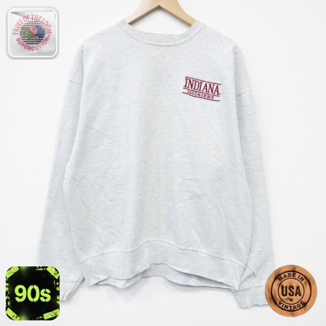 【50%OFF】フルーツオブザルーム 90s 長袖スウェット インディアナ グレー XL | 古着