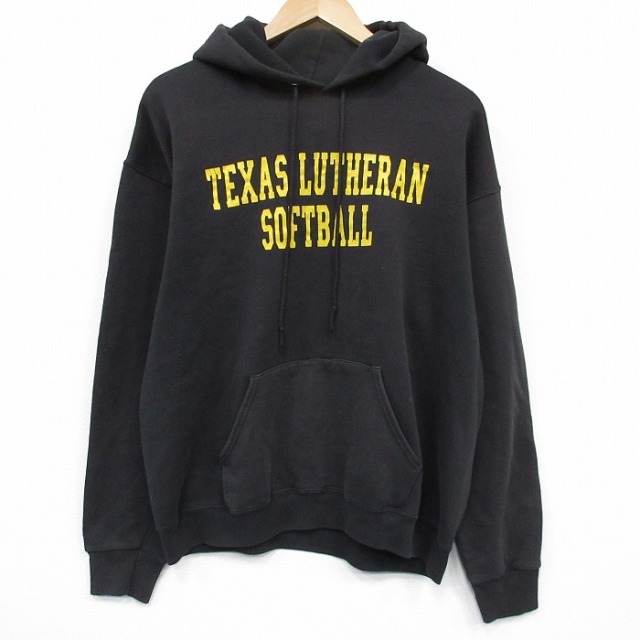 L★古着 リー Lee 長袖 スウェット パーカー メンズ 90年代 90s ソフトボール USA製 黒 26jan14