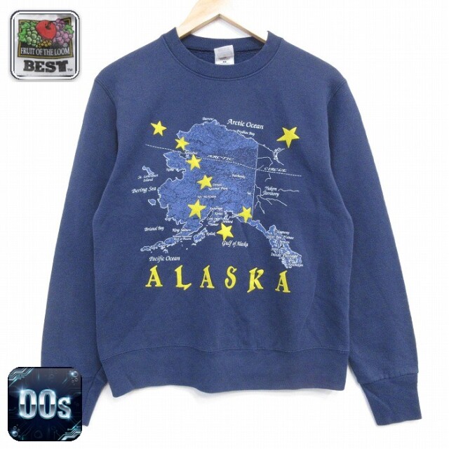 【50%OFF】フルーツオブザルーム 00s 長袖スウェット アラスカ ネイビー S | 古着