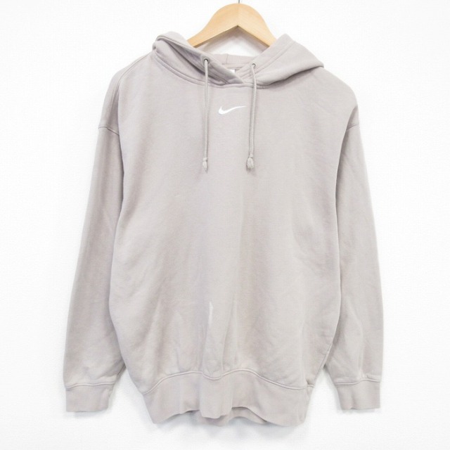 L★古着 ナイキ NIKE 長袖 スウェット パーカー メンズ ワンポイントロゴ センタースウォッシュ ベージュ 26jan15