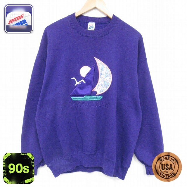 【50%OFF】ジャージーズ 90s 長袖スウェット ヨット パープル L | 古着