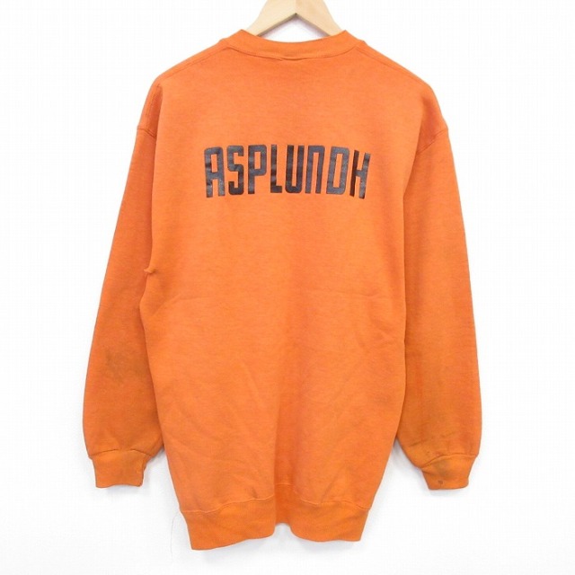 L★古着 ラッセル 長袖 スウェット メンズ 90年代 90s ASPLUNDH クルーネック USA製 オレンジ 26jan15