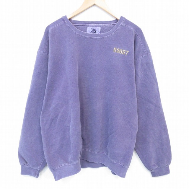XL★古着 長袖 スウェット メンズ 00年代 00s 02657 クルーネック 薄紫 26jan15