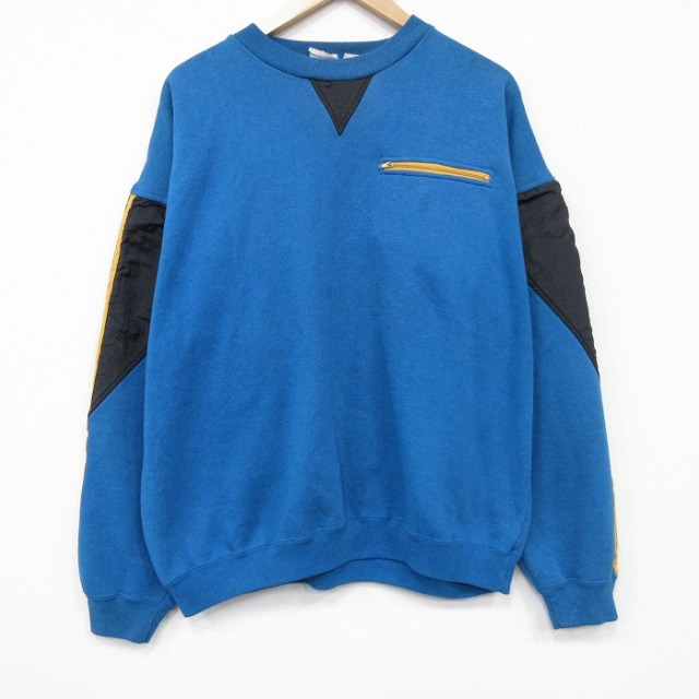 XL★古着 長袖 スウェット メンズ 90年代 90s 無地 クルーネック 水色他 26jan26