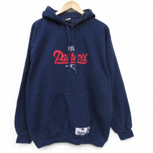 XL★古着 長袖 スウェット パーカー メンズ NFL ニューイングランドペイトリオッツ 紺 アメフト スーパーボウル 26jan26