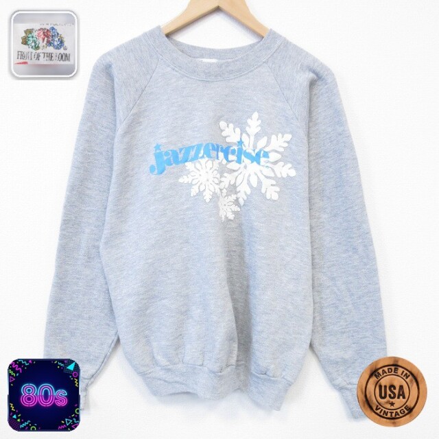 【50%OFF】フルーツオブザルーム 80s 長袖スウェット ラグラン グレー L | 古着