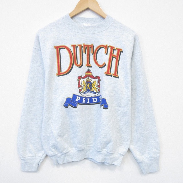 L★古着 フルーツオブザルーム 長袖 スウェット メンズ 90年代 90s DUTCH クルーネック USA製 薄グレー 霜降り 26jan31