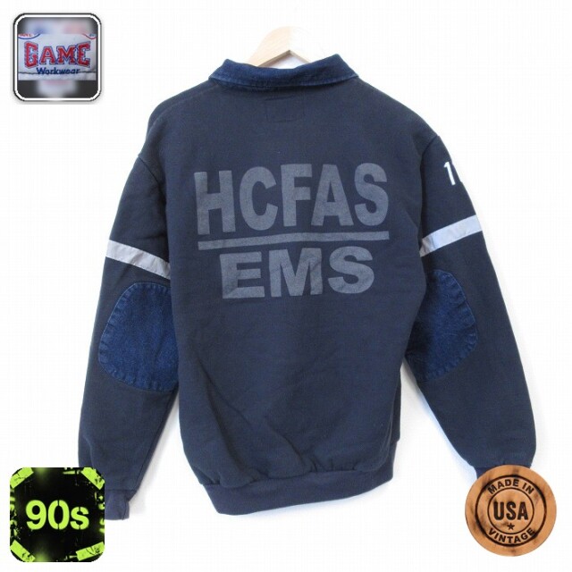 【50%OFF】EMS 90s ハーフジップスウェット EMS ブラック L | 古着