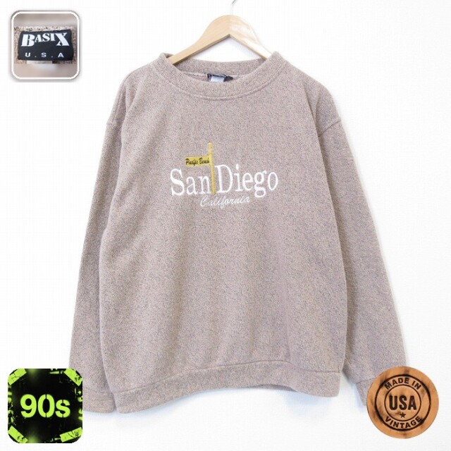 【50%OFF】90s 長袖トップス サンディエゴ刺繍 ベージュ L | 古着