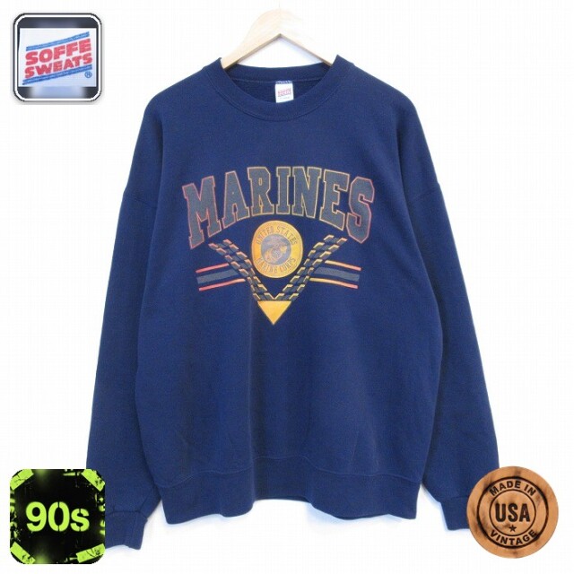 【50%OFF】ミリタリー 90s 長袖スウェット マリーンズリフレクター ネイビー XL | 古着