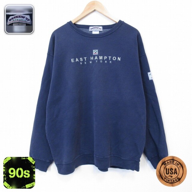 【50%OFF】ニューヨーク 90s 長袖スウェット 刺繍 ネイビー XL | 古着