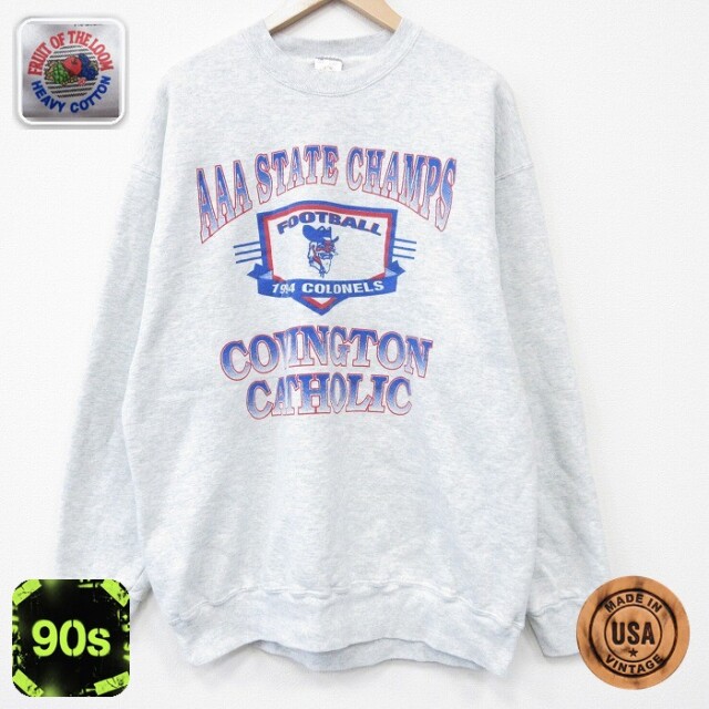 【50%OFF】フルーツオブザルーム 90s 長袖スウェット アメフト グレー XL | 古着
