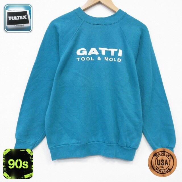 【50%OFF】90s ラグランスウェット GATTI 青緑 M | 古着