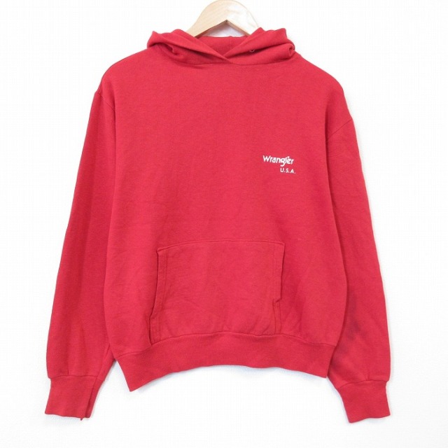 【20%OFF】ラングラー 80s 長袖パーカー ワンポイントロゴ レッド L | 古着