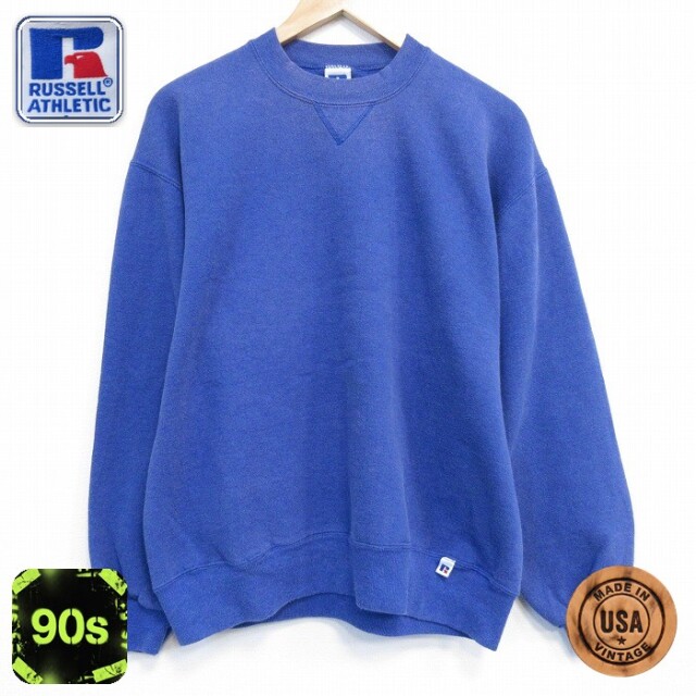 【50%OFF】ラッセル 90s 長袖スウェット ブルー L | 古着