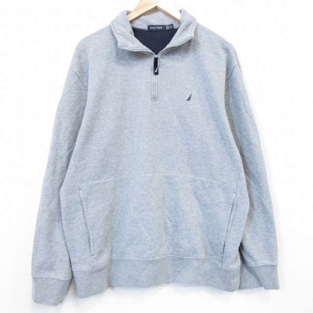 【20%OFF】ノーティカ 長袖ハーフジップスウェット ワンポイントロゴ グレー XL | 古着