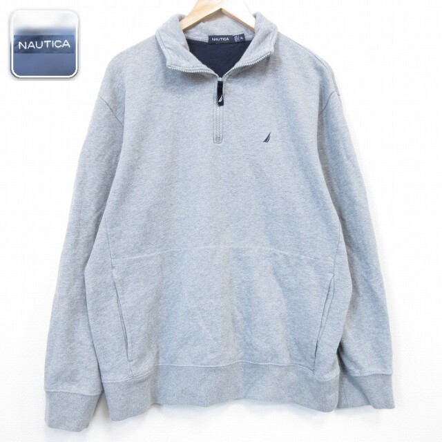 【50%OFF】ノーティカ 長袖ハーフジップスウェット ワンポイントロゴ グレー XL | 古着