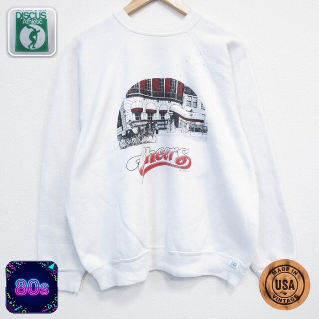 【50%OFF】ディスカス 80s 長袖スウェット チアーズ ホワイト L | 古着