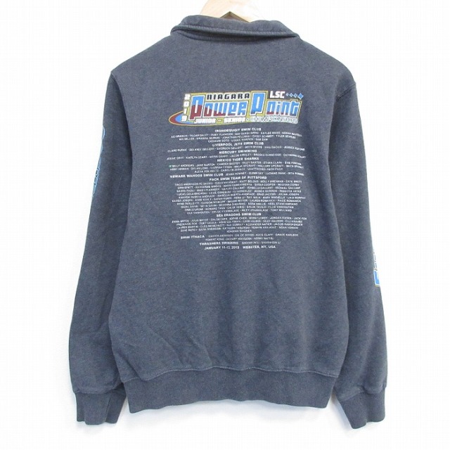 パワーポイント 長袖ハーフジップスウェット グレー M | 古着