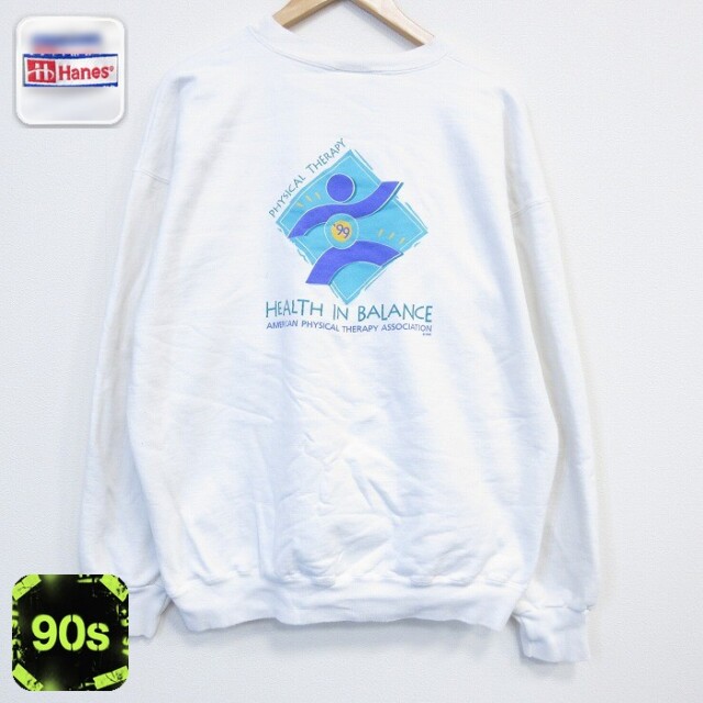 【50%OFF】ヘインズ 90s 長袖スウェット HEALTH ホワイト XL | 古着