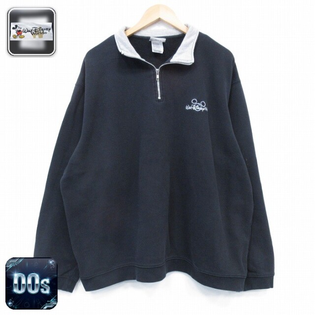 【50%OFF】ディズニー 00s ハーフジップスウェット ブラック XL | 古着