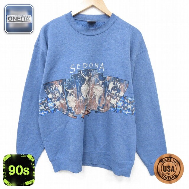 【50%OFF】オニータ 90s 長袖スウェット 民族 ネイビー L | 古着
