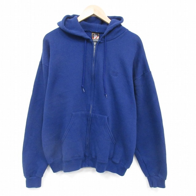 XL★古着 JCペニー 長袖 フルジップ スウェット パーカー メンズ 90年代 90s USAオリンピック USA製 紺 26feb10